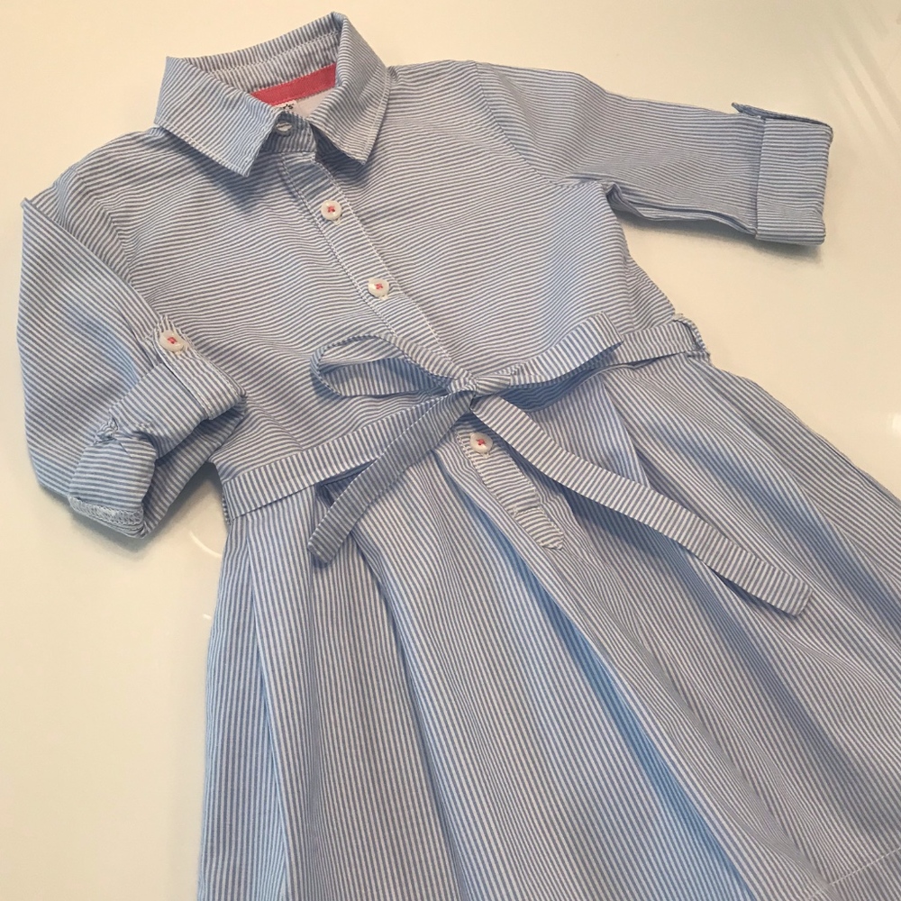 Pleated Button-Down Shirt Dress, 2T - Picture 2 of 5